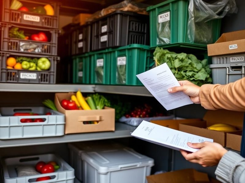 Préparation des commandes alimentaires en caisses avant livraison dans le Hainaut, le Brabant wallon et la Flandre occidentale